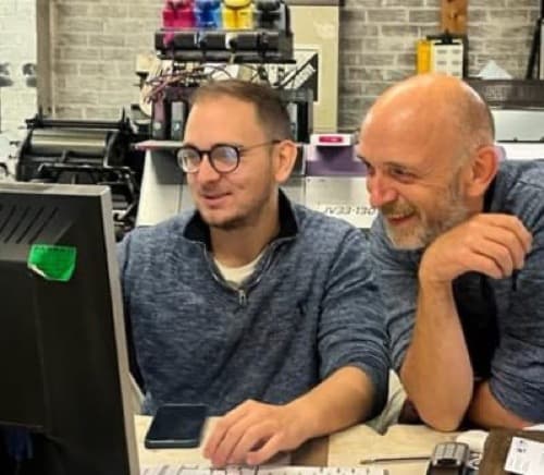 Aaron and Glenn Paterson in the shop